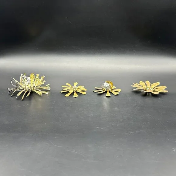 Vintage Atomic Flower Christmas Ornaments Aluminum Handmade Mid Century Modern - Picture 3 of 8